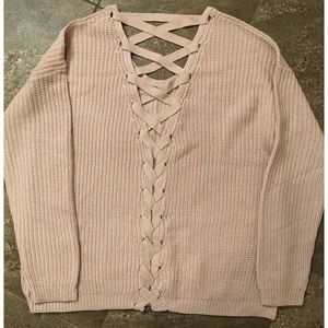 Knitted Sweater- Cute lace up back detail!